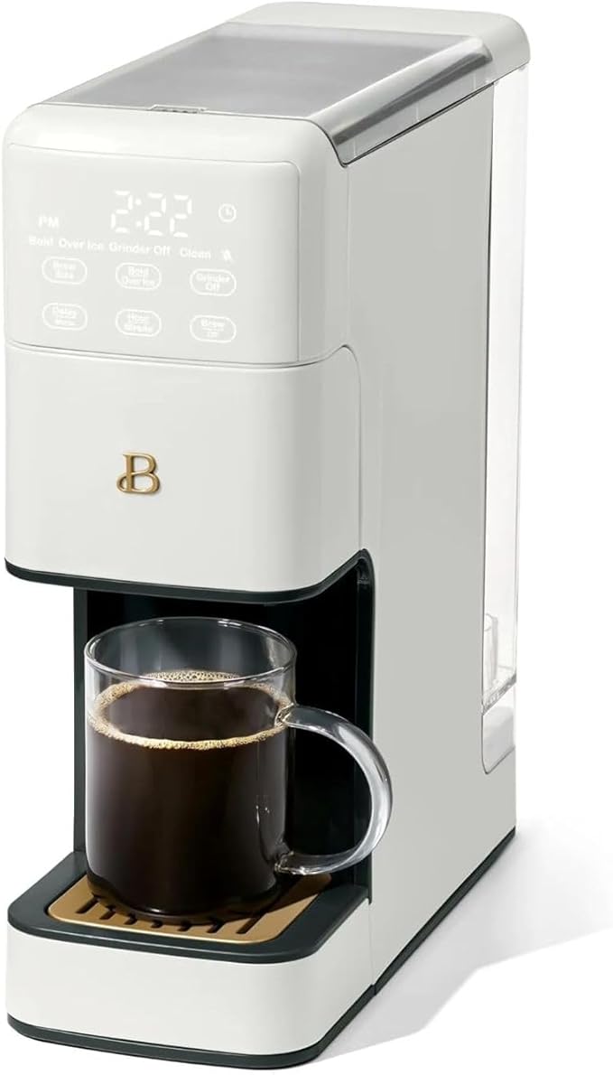 Beautiful Perfect Grind Programmable Single Serve Coffee Maker, Burr Grinder, 64 oz Reservoir, 6 Brew Sizes by Drew Barrymore