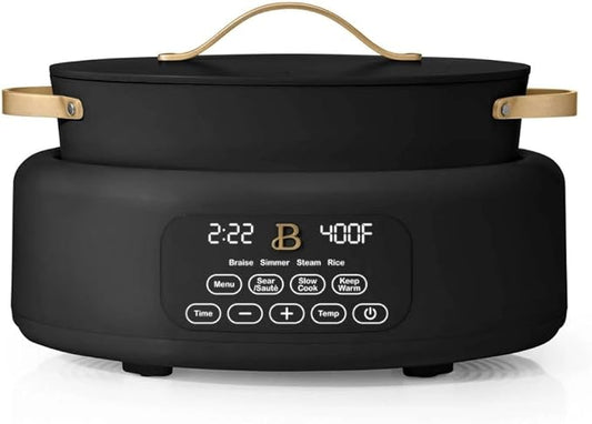 Beautiful 10-in-1 Electric Multi-Cooker, 6-Quart, Digital Display, Non-Stick Pot, One-Touch Control, 10 Cooking Functions (Black)