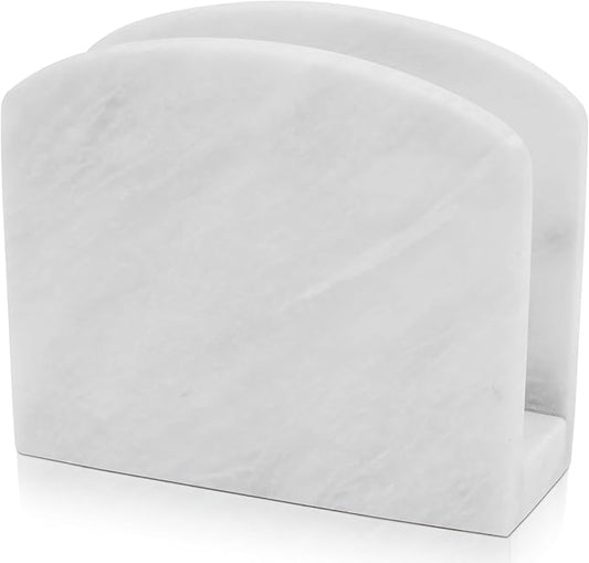 Radicaln Marble Napkin Holder 5.5" Inch White Handmade Dining Table Napkins Holder - Simple Modern Home & Kitchen Paper Towel Holder Countertop For Home Decor