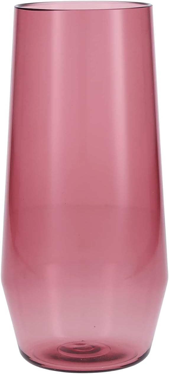 Fortessa Sole Outdoor Shatter Resistant BPA Free Premium Copolyester Plastic Drinkware 6 Pack, Rose Red, Iced Tea Glass