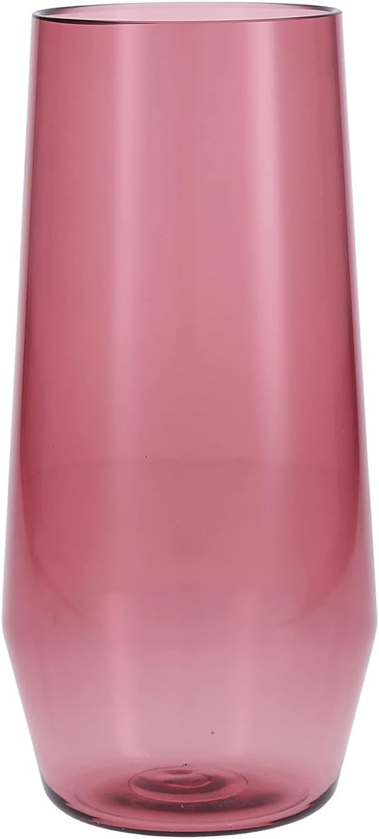 Fortessa Sole Outdoor Shatter Resistant BPA Free Premium Copolyester Plastic Drinkware 6 Pack, Rose Red, Iced Tea Glass