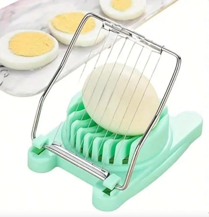 Egg Slicer for Hard Boiled Eggs, Stainless Steel Wire Cutter with PP Base, Manual Kitchen Tool, Orange