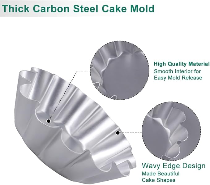 8 Pcs Egg Tart Molds, 4.72 Inch Aluminum Mini Tart Pans, Nonstick & Reusable Fluted Baking Mold for Cupcakes, Muffin, Cake, Pies, Quiche, Cheesecakes