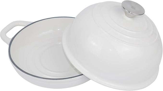 OLLAKOK Dutch Oven for Bread Baking Bread Oven for Sourdough Bread Baking, Enameled Cast Iron Dutch Oven Pot with Lid 5 qt Cast Iron Bread Pan, White