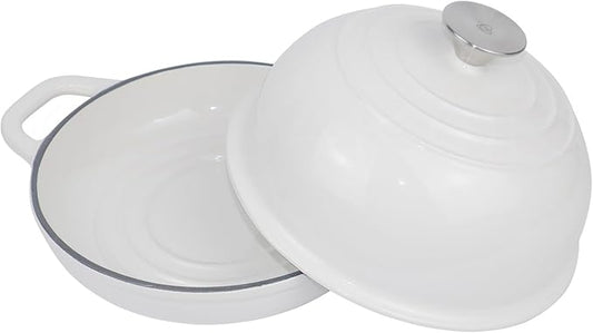 OLLAKOK Dutch Oven for Bread Baking Bread Oven for Sourdough Bread Baking, Enameled Cast Iron Dutch Oven Pot with Lid 5 qt Cast Iron Bread Pan, White