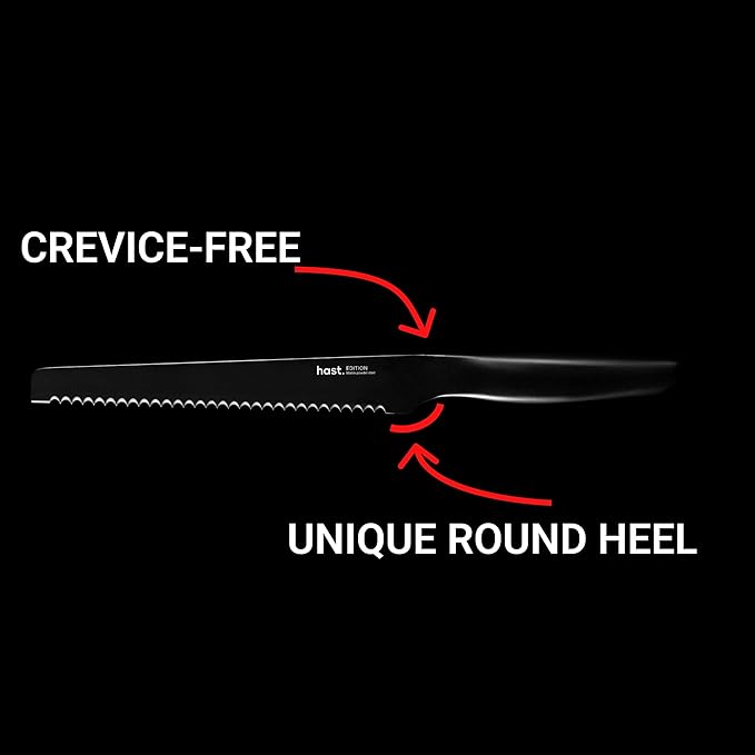 HAST Edition 8-Inch Serrated Bread Knife, Ultra-Sharp Professional Bread Slicing Knife, Advanced Powder Steel, Lightweight, Comfortable Ergonomic & Award-Winning Design (Glossy Stainless)