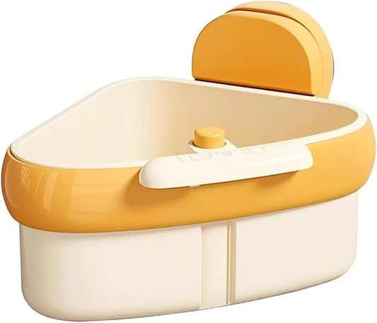 Corner Sink Strainer Food Waste Catcher for Sink, 2025 New Upgraded Suction Cup Press Sink Drainer Basket, Automatic Dumping Sink Strainer Basket (Yellow)