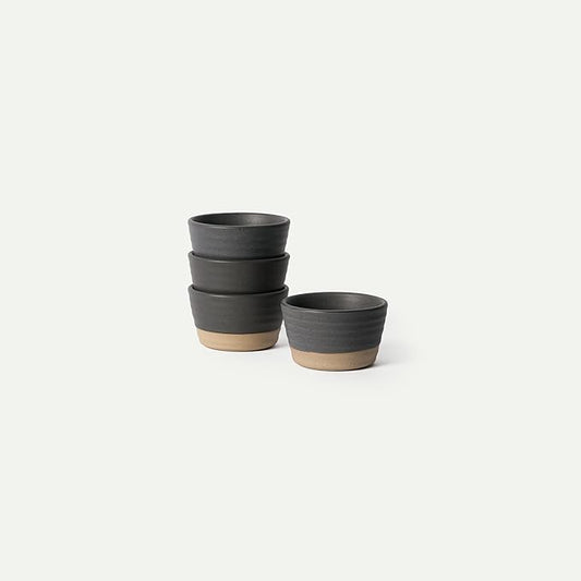 Mora Mini Ramekins Set of 4, 8oz Ceramic Pottery Baking Dishes - Microwave, Oven and Dishwasher Safe - Liquorice