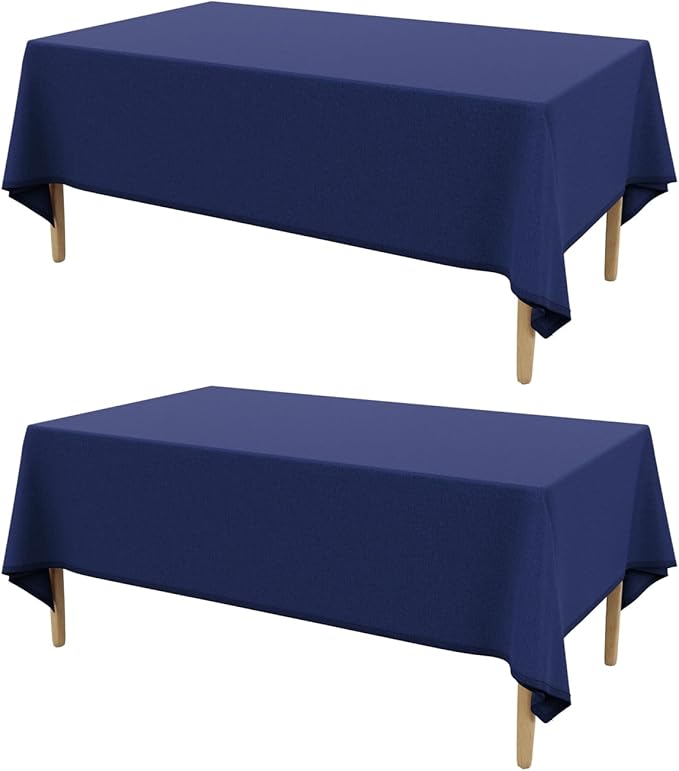 AUSSPVOCT 2 Pcs Textured Linen Table Cloth for Rectangle Table - 52x70 Inch Cloth Tablecloth Rectangular Waterproof Washable Fabric Dining Table Cover for Christmas Holiday Party Kitchen Decor
