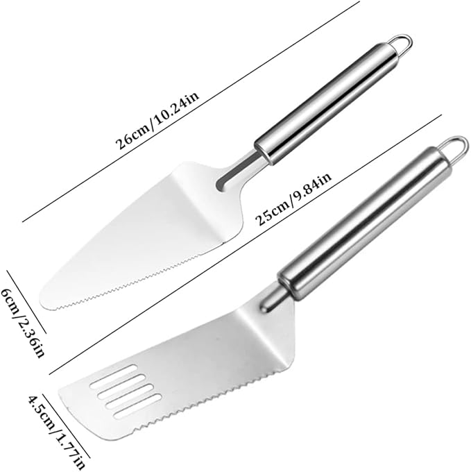 DAGLLGEW Cake Spatulas Set Stainless Steel Wedding Cake Cutter Multi-Functional Pie Server for Lasagna Cutting 2Pcs Pie Server Knife