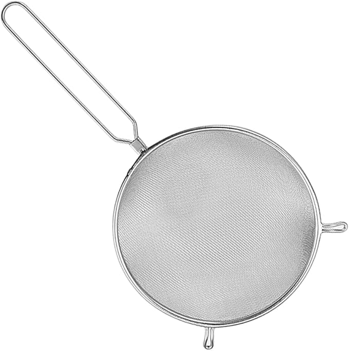 Luxshiny Stainless Steel Mesh Strainer Scoop with Long Handle 14.6 Inch Single Layer Colander Spoon for Oil Separation Food Serving and Hot Liquid Draining in Kitchen Restaurant Bar