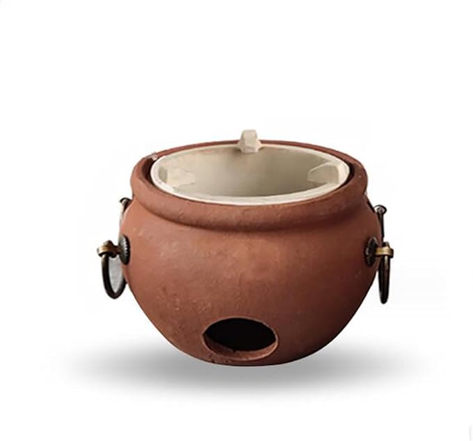 Charcoal Stove Tea Cooker with Warmer, Charcoal Stove Kettle Stovetop Chinesetea Pot Coated with Enameled Interior, 1000Ml