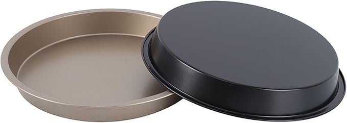 2 Pcs Black and Gold Pizza Pan, 10 Inch Round Iron Skillet with Nonstick Coating for Cooking and Baking Pizza, Cookie, Roast Meat, Baking Cake, Bread and other Foods (10 Inch)