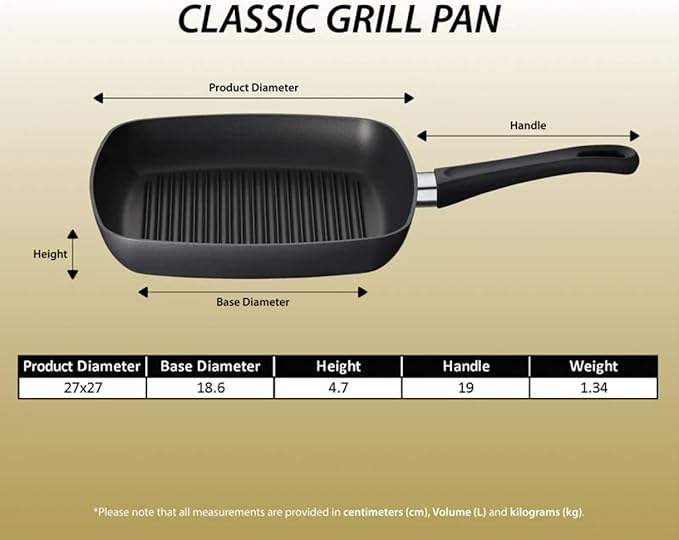Scanpan Classic 10-1/2-inch Nonstick Square Grill Pan - Compatible with Gas and Electric Stovetops, Metal Utensil Safe, Oven Safe to 500°F, Dishwasher Safe, Black