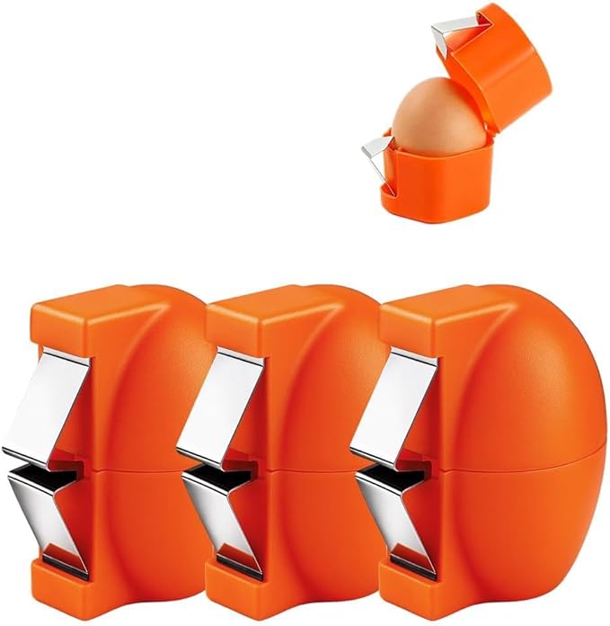 Egg Shell Opener Egg Cracker Tool, 2026 New Eggs Separator for Raw and Hard Boiled Eggs Peeler Shell Remover,Stainless Steel Eggshell Breaker Peeling Tool Portable Kitchen Gadgets (3, Orange)