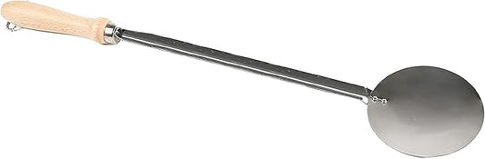 Machika Skimmer with Wooden Handle | Wok Spatula for Cooking | Metal Spatula for Burgers and Vegetables, Rice Spatula for Paella | Stainless Steel | 26 inches |