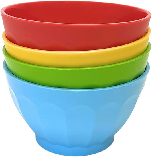 Mintra Colorful Unbreakable Plastic Bowl 4pk (Medium - 750ml Set 1 Blue, Yellow, Red, Green)