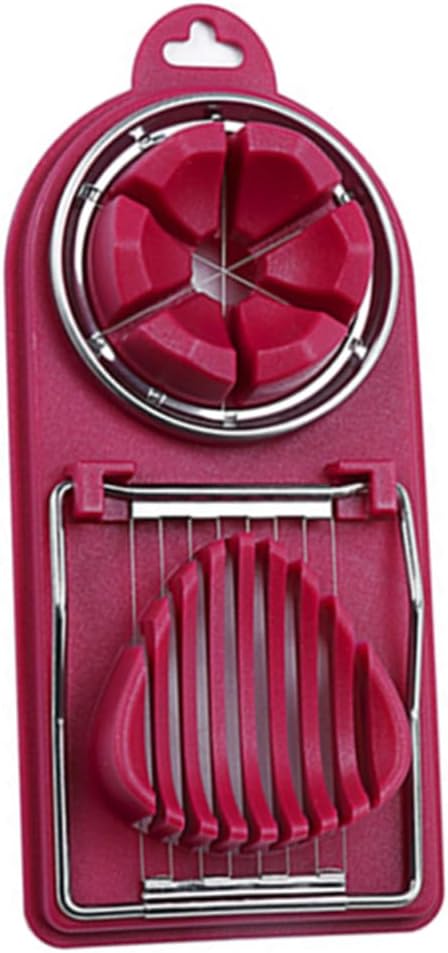 Egg Wedger Egg Slicer Stainless Steel Boiled Wedger Divider Heavy Duty Hard Eggs Slicer Tool Red
