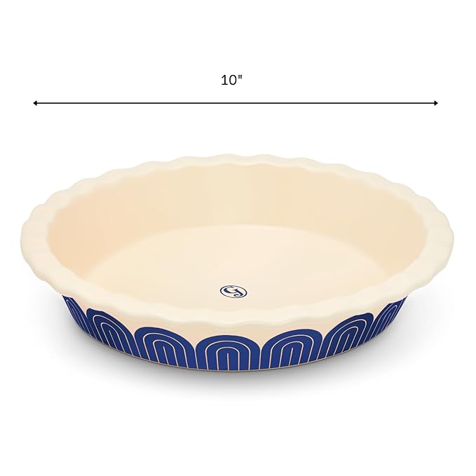Great Jones Sweetie Pie 10 inch Ceramic Pie Dish (Blueberry) | Pie Pan for Baking Quiches, Pot Pies & More | Durable, Round Oven Safe Baking Dish 500°F | Microwave & Dishwasher Safe