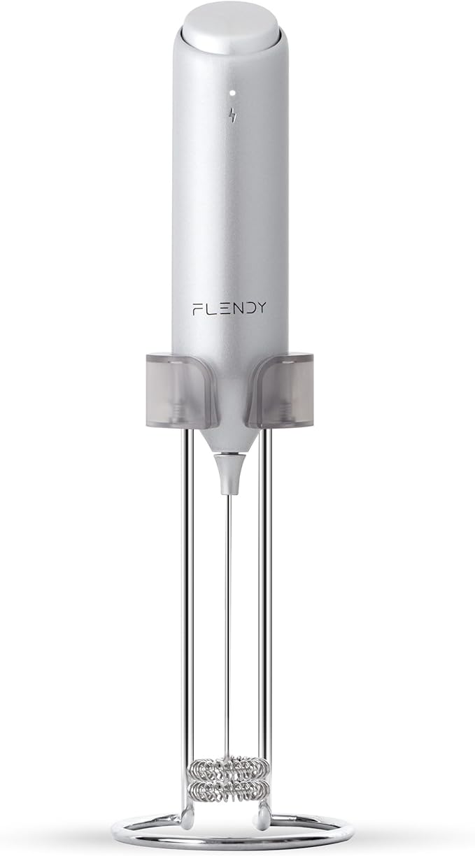 Flendy Rechargeable Milk Frother Handheld With USB-C Charging Stand, Electric Drink Mixer, Mini Whisk for Coffee, Matcha, etc