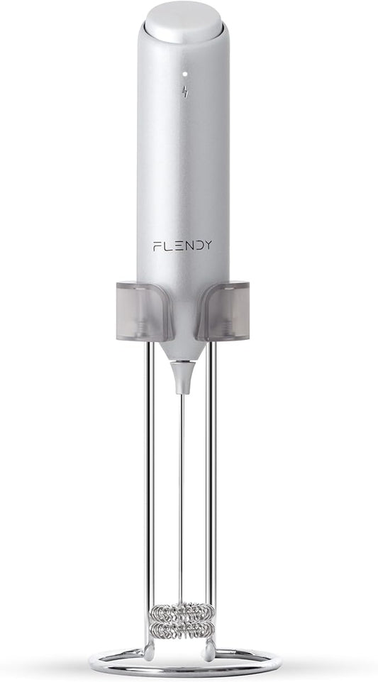 Flendy Rechargeable Milk Frother Handheld With USB-C Charging Stand, Electric Drink Mixer, Mini Whisk for Coffee, Matcha, etc