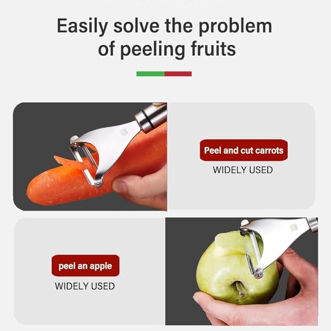 Kitchen vegetable peeler, stainless steel potato, fruit peeler, sturdy and slip-resistant handle, easy to hold, two-piece set