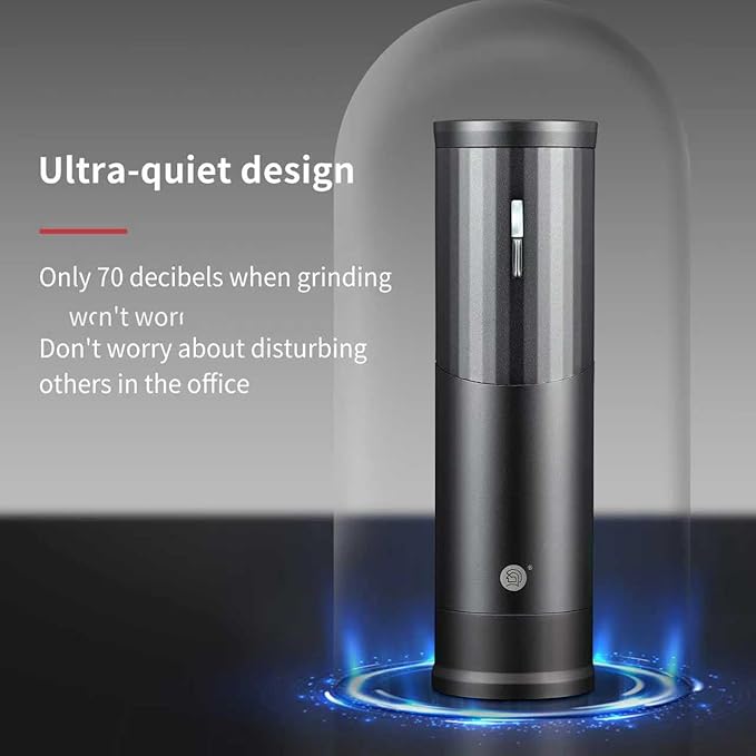 CUFEJORO Electric Coffee Grinders, Portable Burr Grinder Capacity 50g w/Magnetic Cover,External Adjustable Setting, Aluminum Alloy Body, 800mAh Battery(Stand not Included) Black