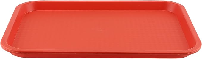 ZOENHOU 14 Pack Fast Food Tray, 14 x 10 Inch Rectangular Plastic Cafeteria Serving Trays for Lunch, Restaurant, Orange