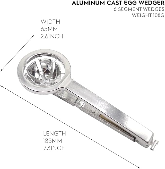 1 Pack Aluminum Cast Wedge Egg Slicer with 18/10 (304) Stainless Steel Wire, Divide Hard Boiled Egg into 6 Equal Segment, Patent Lock Switch Keep Utensil Folded for Sanitary Storage