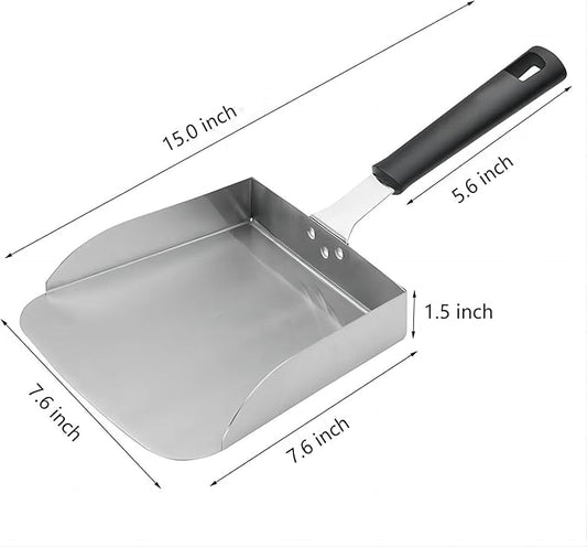 Large Griddle Scoop (2pcs) for Hibachi Type Cooking Stainless Steel Food Shovel for Scrambled Eggs and Fried Rice Grilling Food Mover for Flat Top Grill Accessories Smash Burger Spatula