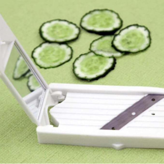 Unomor Beauty Cucumber Slicer with Mirror Stainless Steel Thin Slice Cutter for Facial Mask Multifunctional Vegetable and Fruit Slicing Tool Easy Clean Compact 4.7 X 2.1 Inches