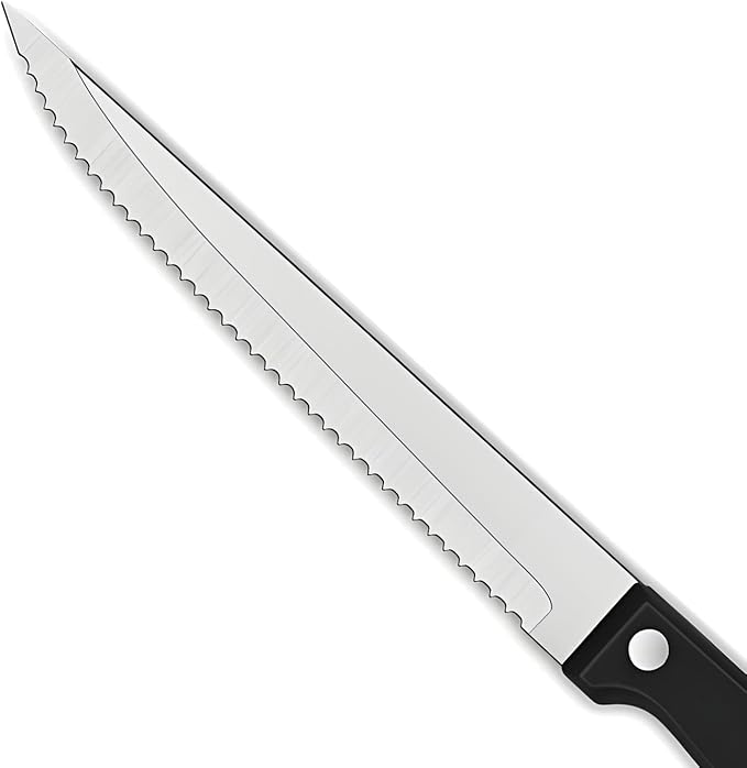 Sharp Serrated Steak Knives Set,Set Of 8 Stainless Steel Kitchen Knife Set,Dinner Knife For BBQ,Barbecue Steak Cutting Knife With Plastic Handle