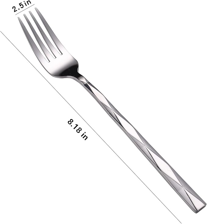 12-Piece Silverware Forks Set, Metal Forks Diamond Cut Design, Stainless Steel Forks Set of 12 Dishwasher Safe Flatware, Modern & Elegant for Everyday & Formal Dining