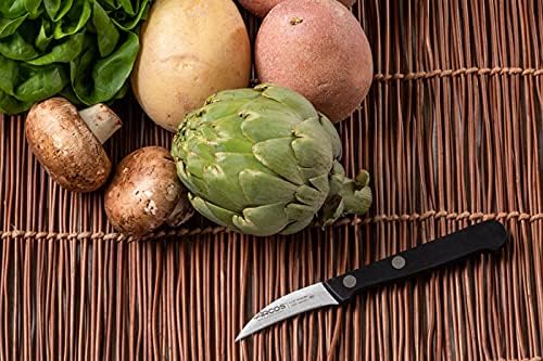 Arcos Curved Paring Knife 2 Inch Stainless Steel. Kitchen Knife for Peeling Fruits and Vegetables. Ergonomic Polyoxymethylene Handle and 60 mm Blade. Series Universal. Color Black.