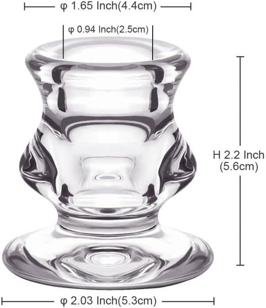 Clear Glass Candlestick Holders, Set of 4 Taper Candle Holders for Wedding, Decoration and Dinning