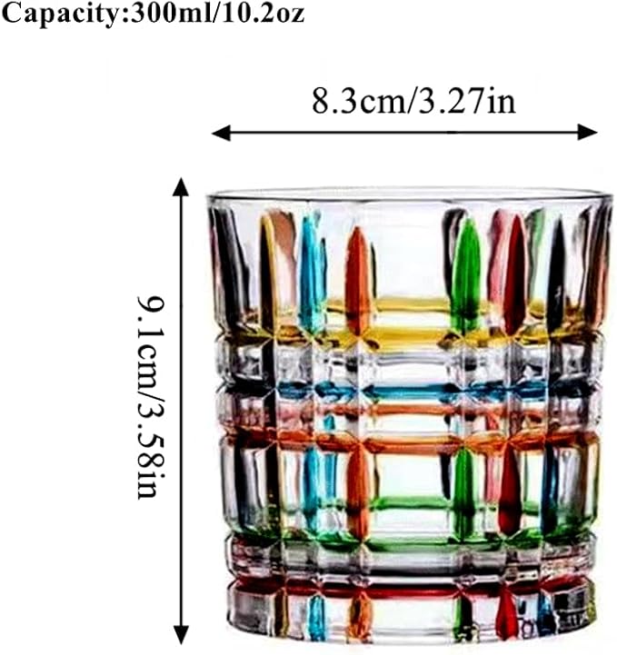 Set of 6 or 5 Hand-painted Colorful Glass Tumblers, Drinking Glassware, Cocktail Glasses for Iced Coffee Juice Tea Beverage Milk Wine With Artistic Design