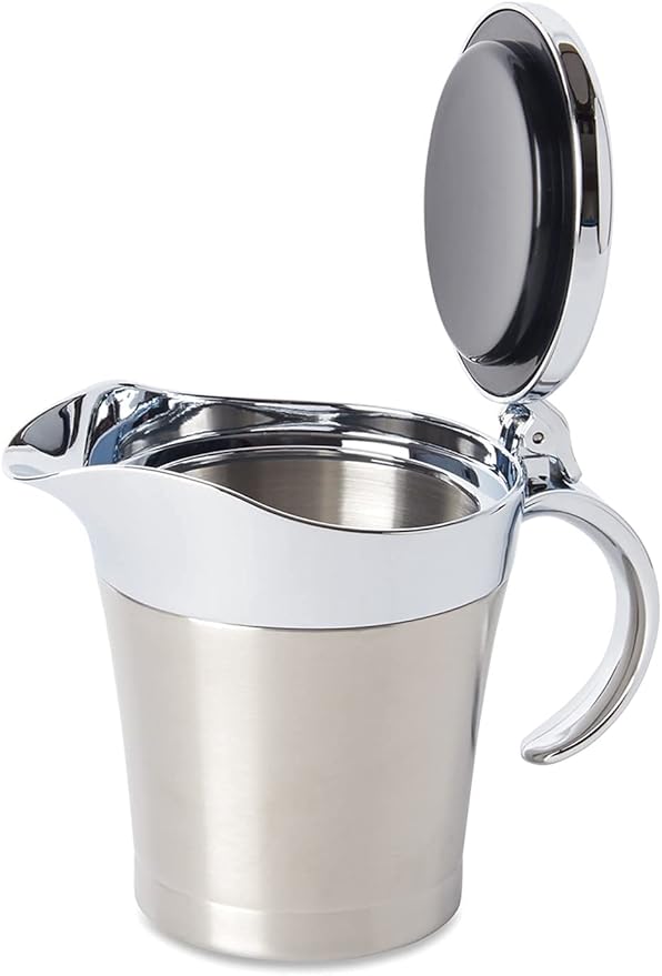 16Oz Stainless Steel Gravy Boat - Double Insulated with Hinged Lid