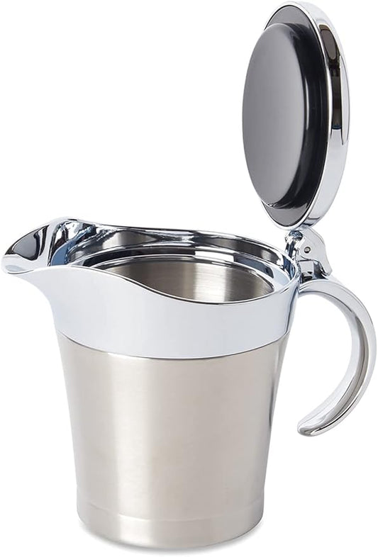16Oz Stainless Steel Gravy Boat - Double Insulated with Hinged Lid