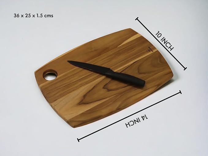 Vesta Homes Wooden Cutting Board | 14 * 10 Inches | Chopping Board, Serving Platter for Kitchen Vegetables, Fruits, Cheese and Charcuterie | Natural Acacia Wood | Handcrafted in India