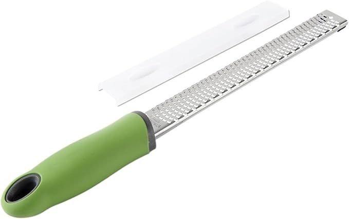 Stainless Steel Cheese Grater Lemon Zester With Cover Fruit Chocolate Nonslip Handle(Green)
