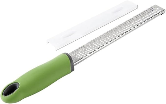 Stainless Steel Cheese Grater Lemon Zester With Cover Fruit Chocolate Nonslip Handle(Green)