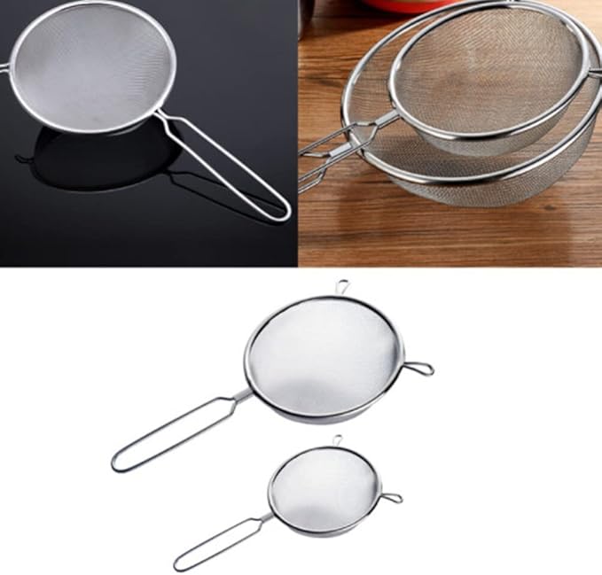 Lurrose Stainless Steel Mesh Strainer Spoon Colander for Oil Water Drainage for Pasta Rice Soup for Kitchen