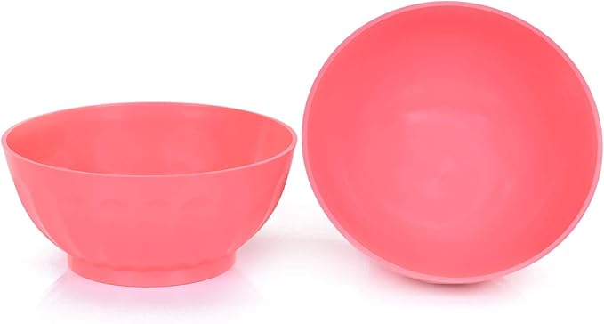 Mintra Unbreakable Plastic Bowl, Salmon 4pk - Large, 1.8L, 60oz, 7.75inW x 3.25inH - (Part Of A Set) - Salad, Snacks, Breakfast Cereal, Fruit, Popcorn, Soup, Colorful, Shatterproof, BPA Free