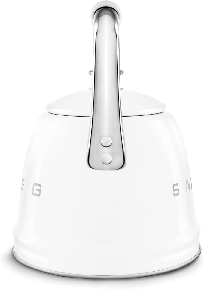 Smeg WKF01WH Whistling Kettle for Hobs, Stainless Steel, 2.3 liters, White