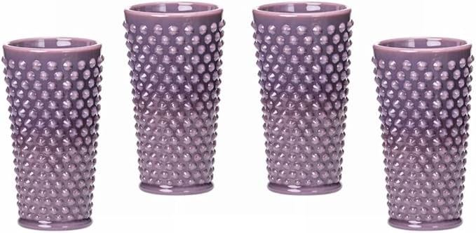 Ice Tea Glass - GiGi Hobnail Pattern - American Made - Mosser Glass USA (4, Eggplant)