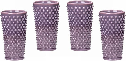 Ice Tea Glass - GiGi Hobnail Pattern - American Made - Mosser Glass USA (4, Eggplant)