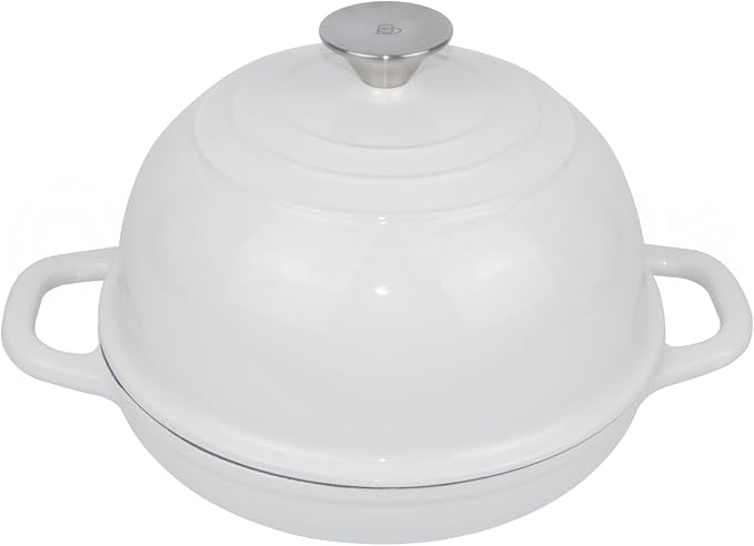 OLLAKOK Dutch Oven for Bread Baking Bread Oven for Sourdough Bread Baking, Enameled Cast Iron Dutch Oven Pot with Lid 5 qt Cast Iron Bread Pan, White