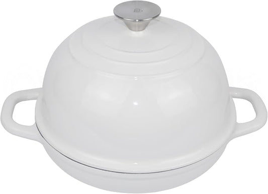 OLLAKOK Dutch Oven for Bread Baking Bread Oven for Sourdough Bread Baking, Enameled Cast Iron Dutch Oven Pot with Lid 5 qt Cast Iron Bread Pan, White