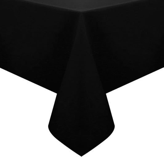 Obstal 210GSM Rectangle Table Cloth - Heavy Duty Water Resistance Microfiber Tablecloth, Decorative Fabric Table Cover for Outdoor and Indoor Use (Black,60x144 Inch)