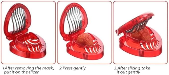 Red Strawberry Slicer,Cup Slicers | Egg Slicers | banana slicers | Strawberry Cutter | Quickly Making Fruit Vegetable,Stainless Steel Blade Kitchen Tools and Gadgets Fruit and Vegetable Tools